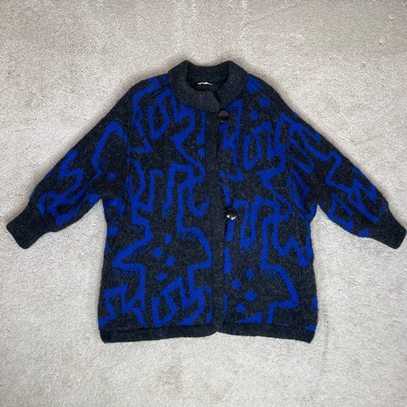 Vintage Aurora International by Abbmoor Chunky Knit Abstract Design Jacket - Picture 5 of 14